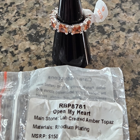 Bomb Party RBP8781 "Open My Heart" Amber Topaz November Birthday Sz 6 - Picture 5 of 5